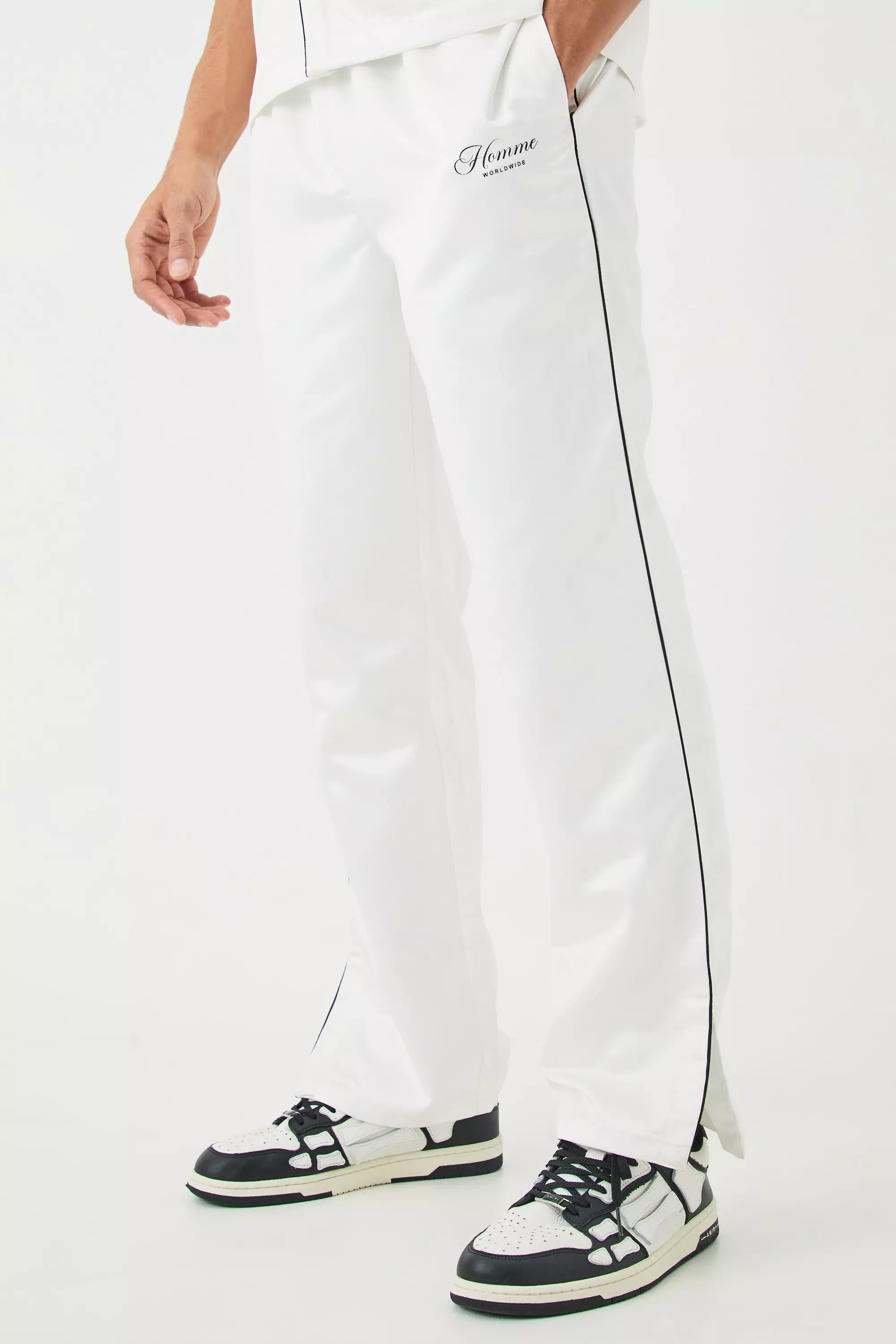 Pantalon satiné à ourlet fendu, Stone autre image