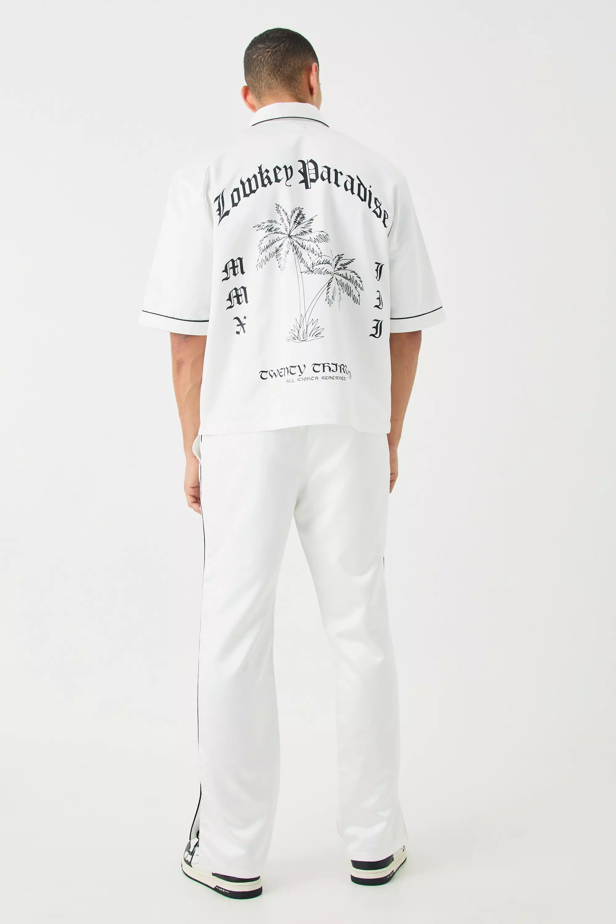 Pantalon satiné à ourlet fendu, Stone autre image