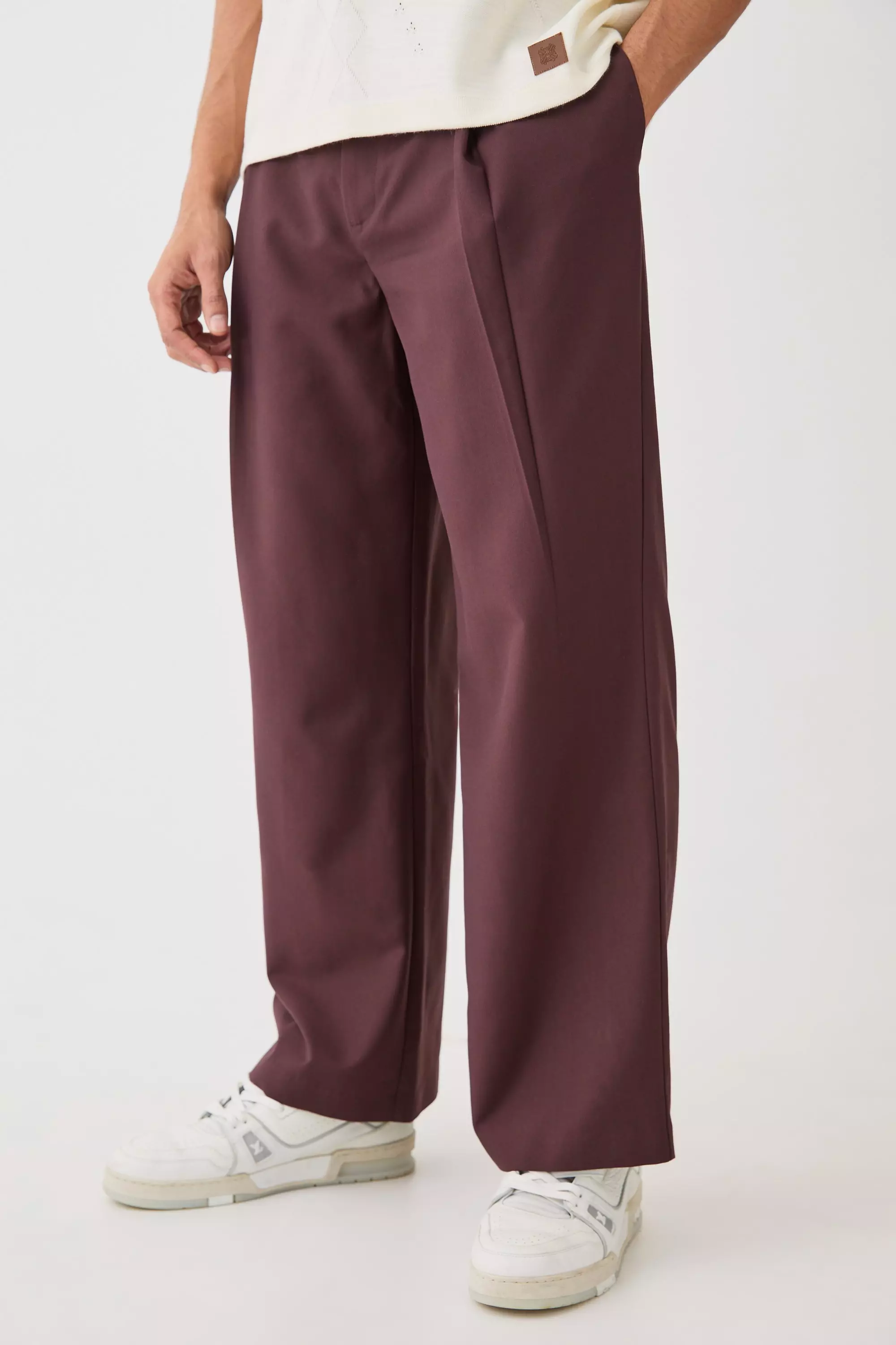 Chocolate Brown Tailored Fixed Waist Extreme Pleated Trousers