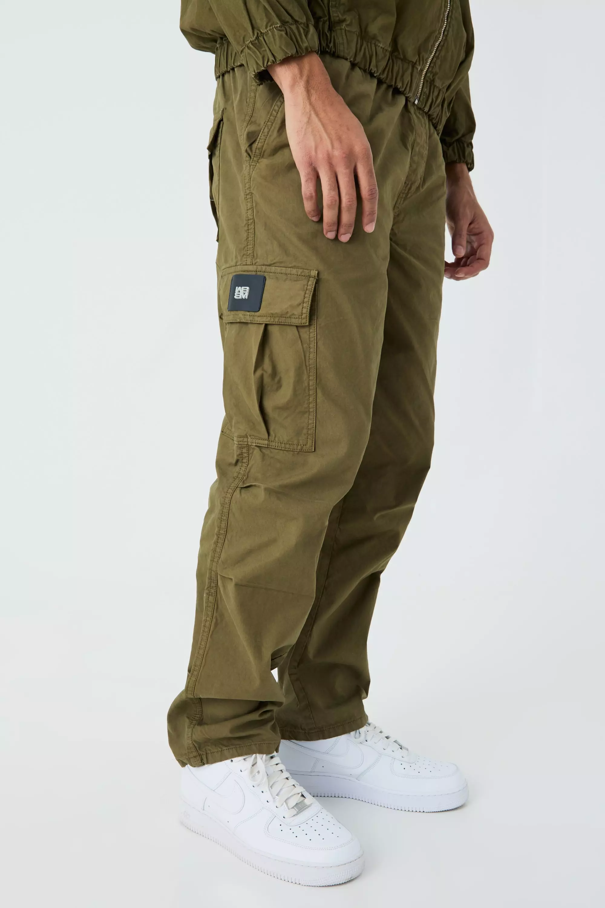 Branded Plaque Twill Utility Trousers Khaki