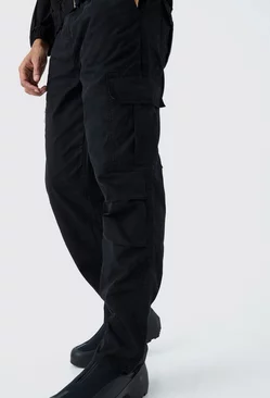 Black Branded Plaque Twill Utility Trousers
