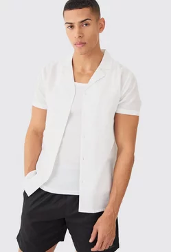 Short Sleeve Linen Shirt White