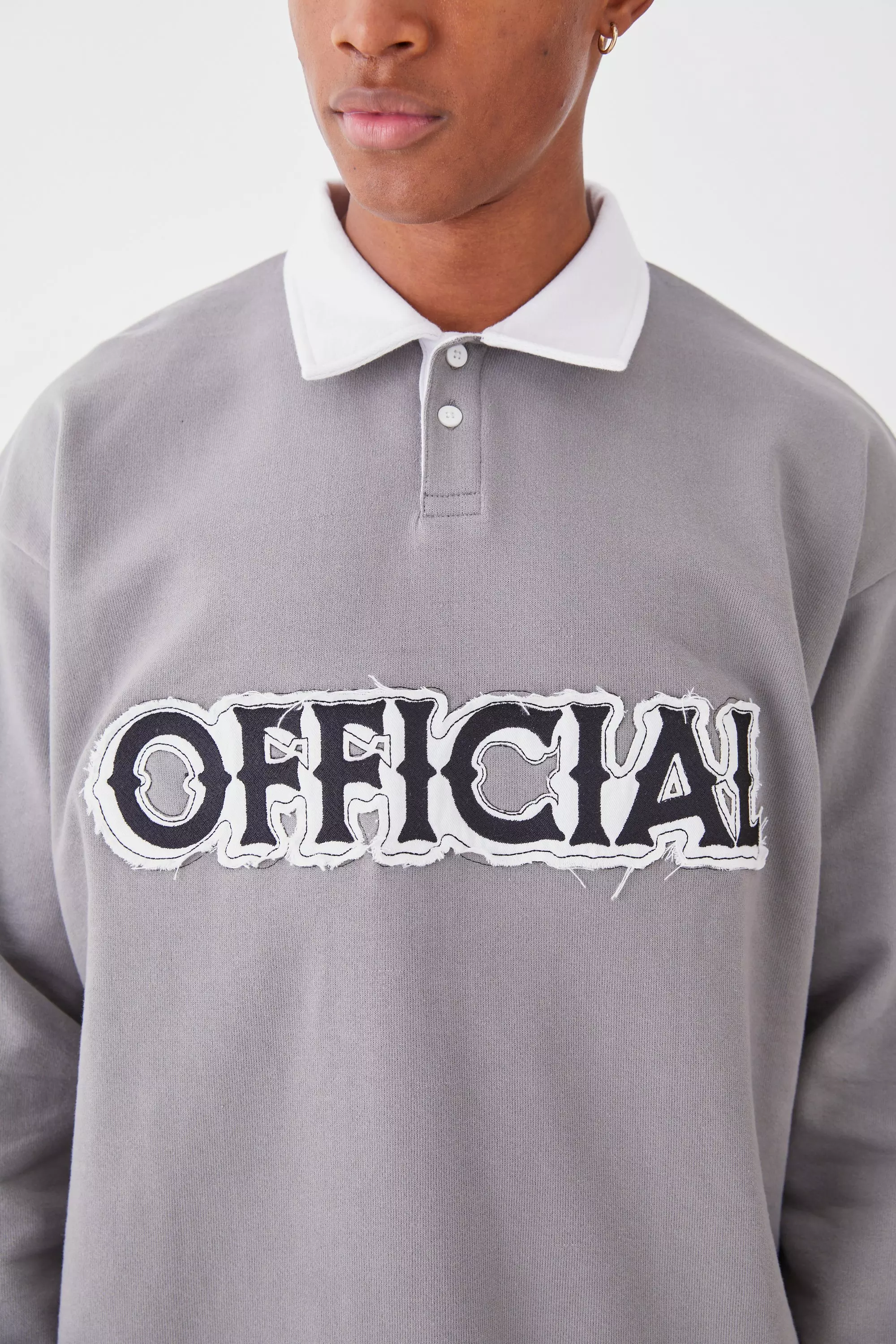 Oversized Offcl Rugby Distressed Polo Stone