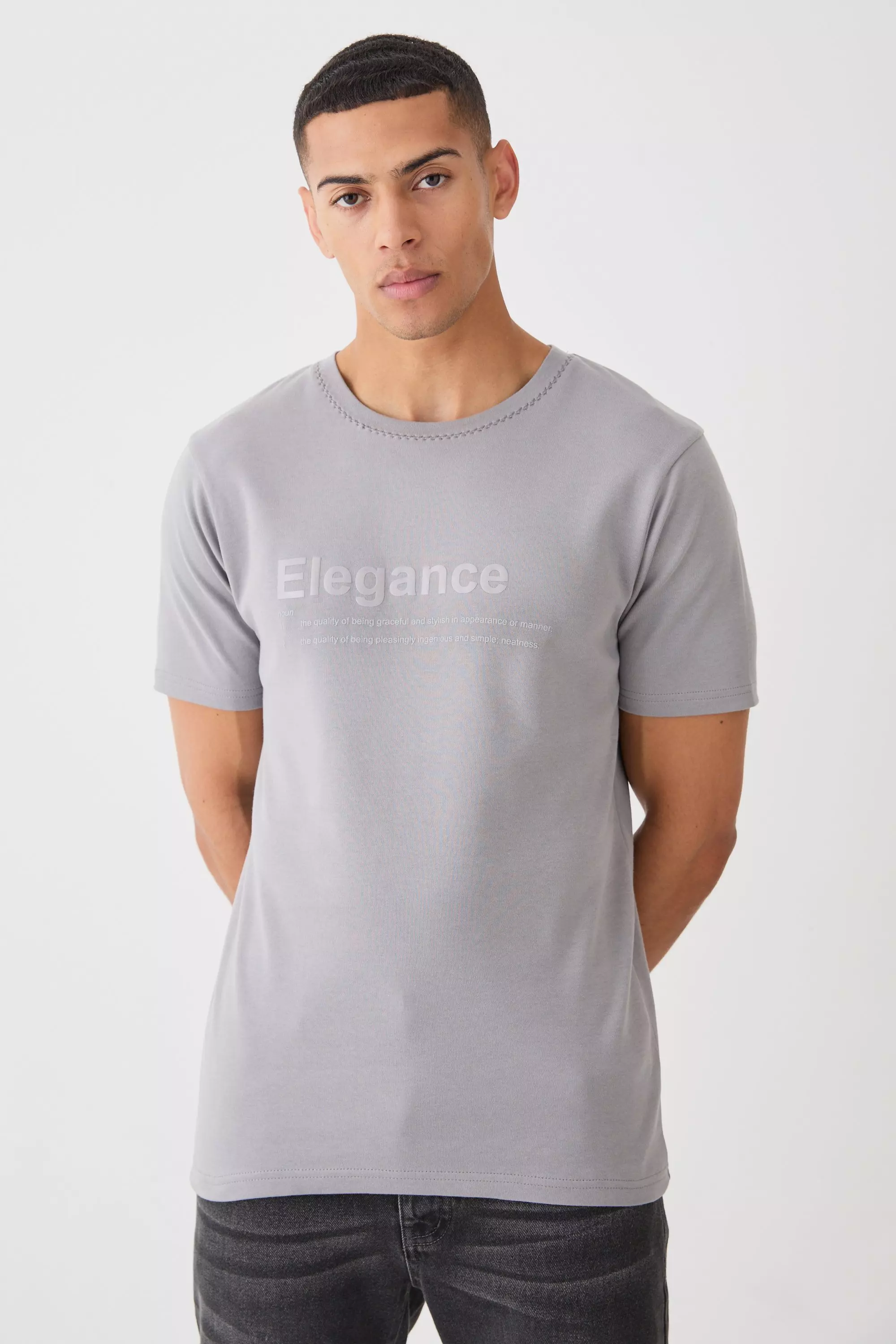 Slim Elegance Gloss Print T-shirt Charcoal