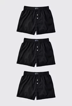 3 Pack Original Man Woven Boxer Shorts Black