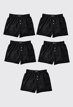 5 Pack Original Man Woven Boxer Shorts Black