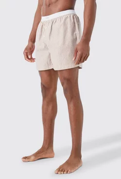 Limited Stripe Woven Boxer Shorts Stone