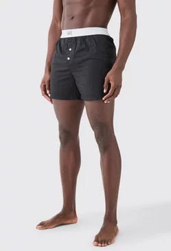 Black Man Tab Woven Boxer Shorts