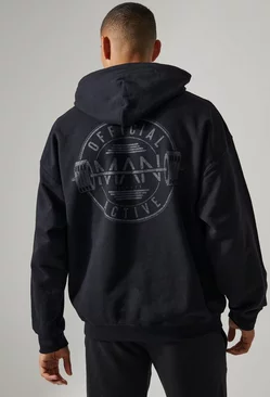 Man Active Gym Raw Official Logo Hoodie Black