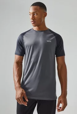 Charcoal Grey Man Active Gym Raglan T-shirt