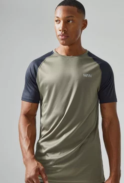 Man Active Gym Raglan T-shirt Khaki