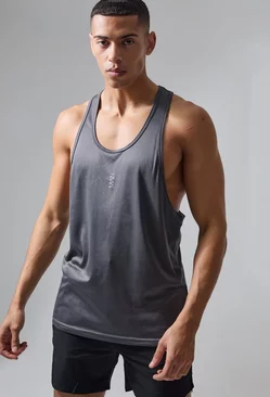 Man Active Gym Poly Gym Racer Vest Charcoal