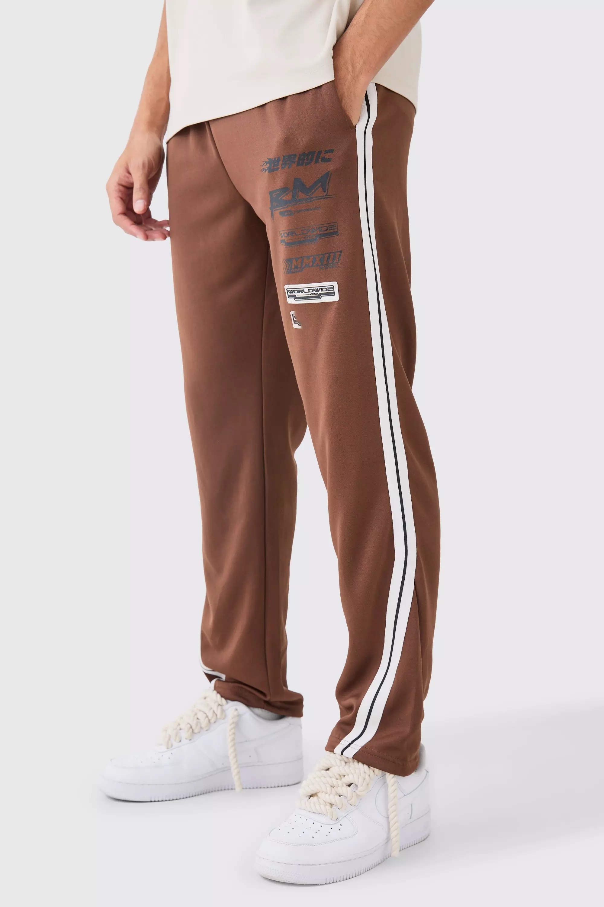 Regular Fit Tricot Gusset Side Tape Jogger Chocolate