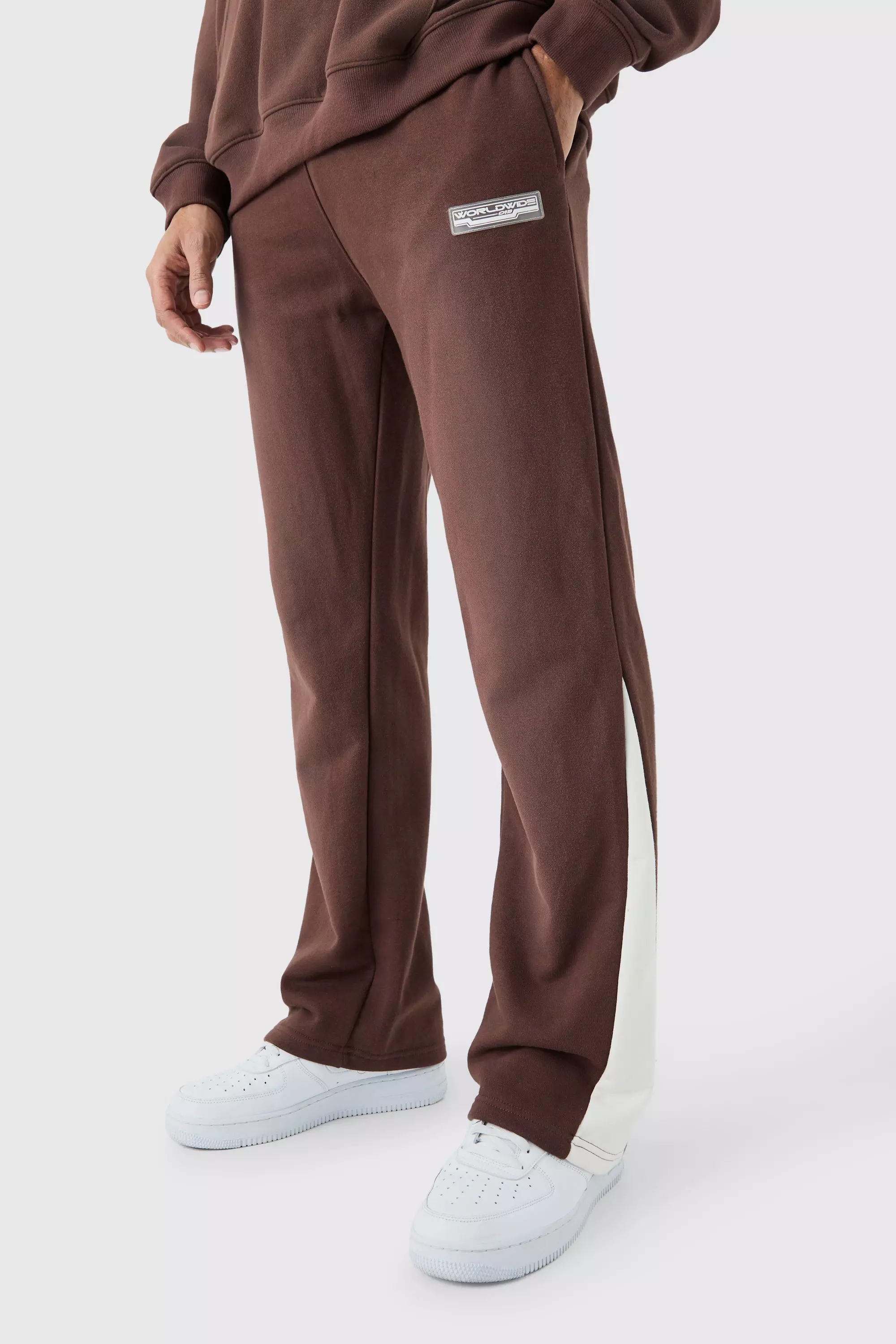 Regular Fit Washed Loopback Gusset Joggers Chocolate