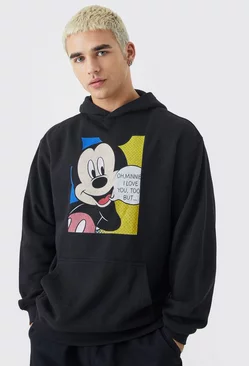Oversized Mickey Mouse Love License Hoodie Black