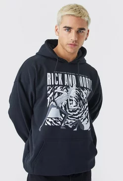 Oversized Rick And Morty License Hoodie Black