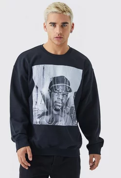 Oversized Ice Cube License Sweatshirt Black