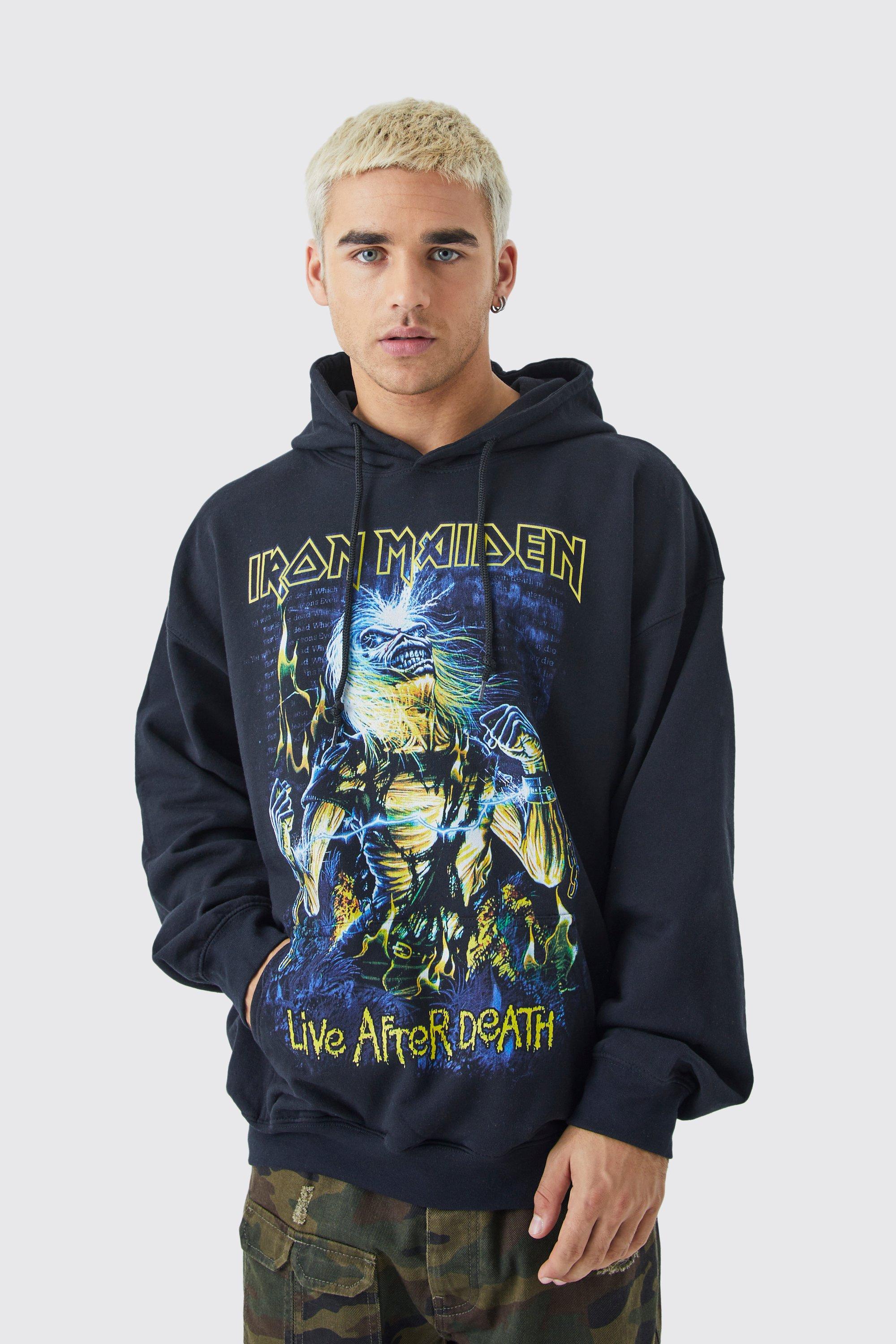 Oversize Hoodie mit lizenziertem Iron Maiden Print | boohooMAN DE