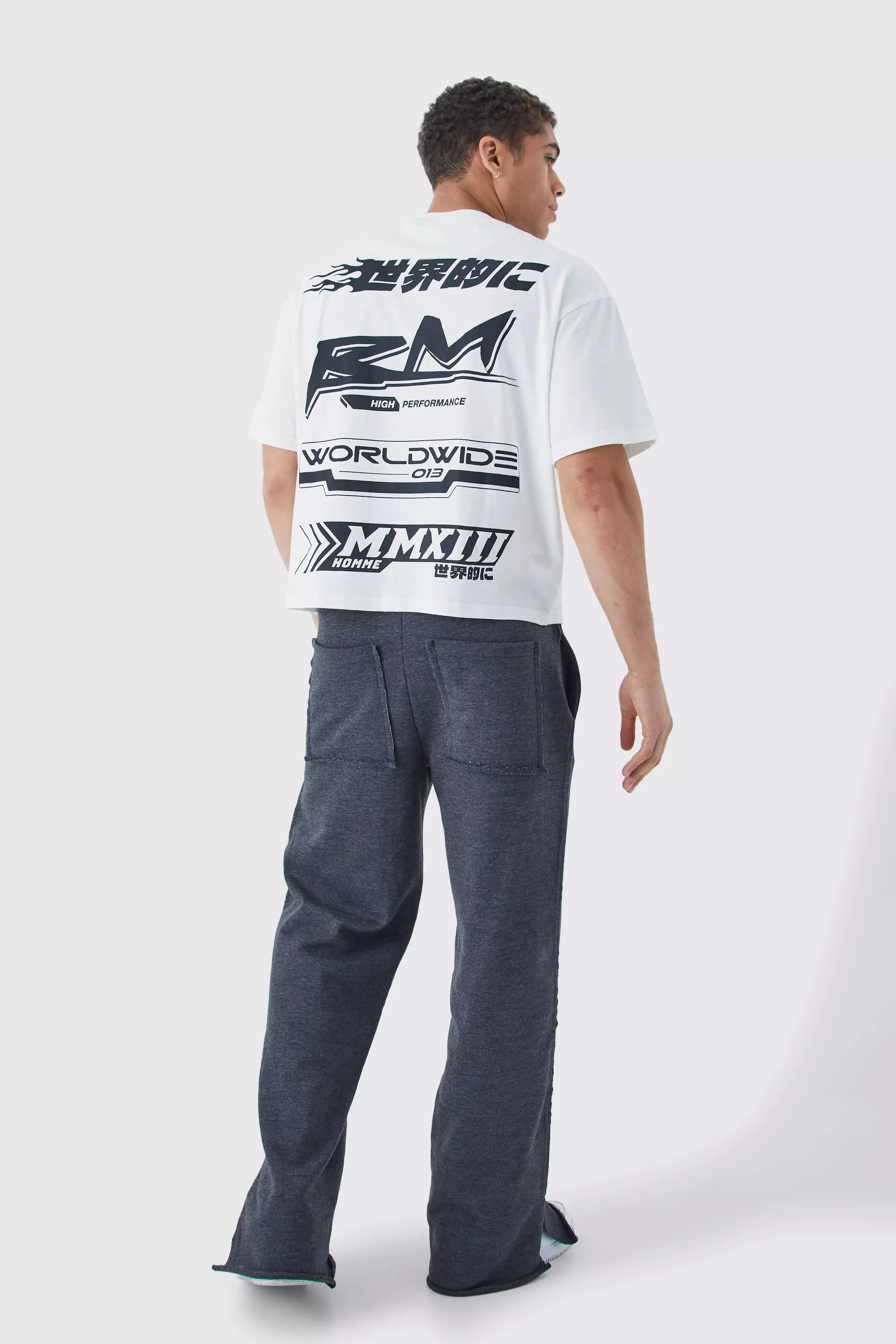 White Oversized Boxy Print T-shirt With Rubber Badge alternative image