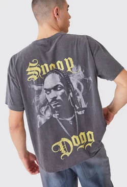 Oversized Snoop Dogg Overdye License T-shirt Charcoal