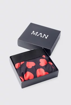 Black Valentines All Over Heart Boxer Gift Set