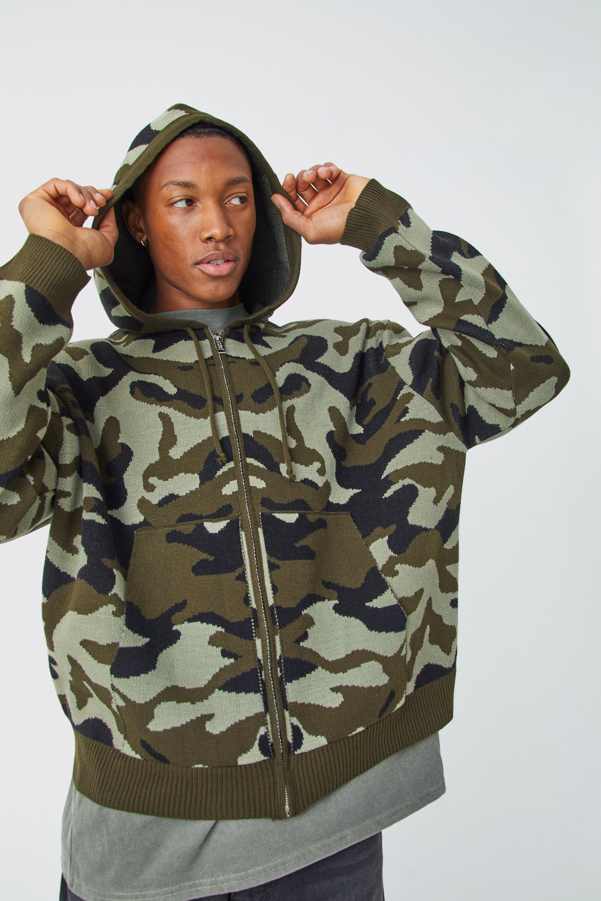 Mens camo zip outlet hoodie