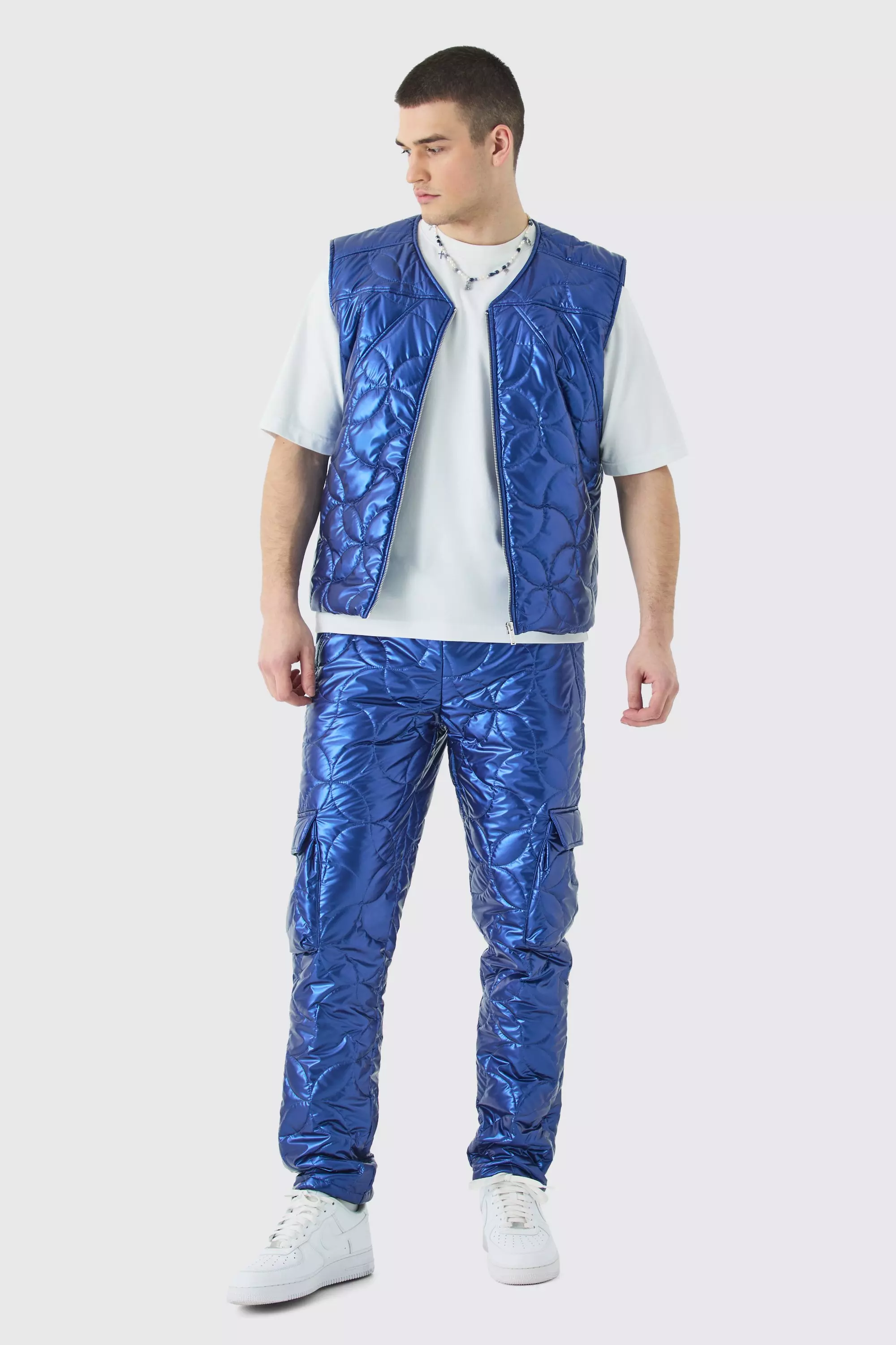 Tall gesteppte Metallic-Weste, Blue alternatives Bild