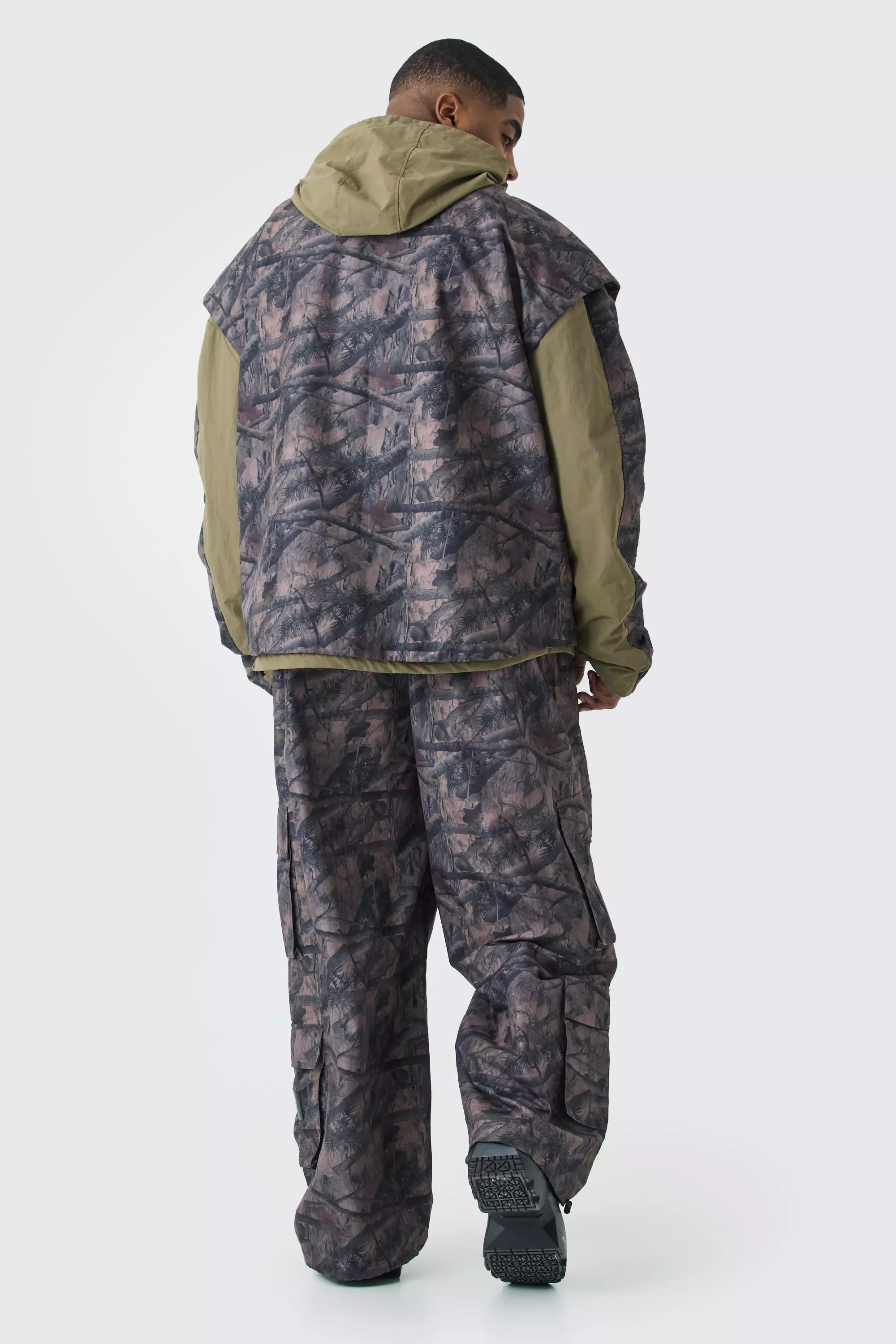 Khaki Plus Washed Ripstop Nylon Camo Utility Jacket alternative image