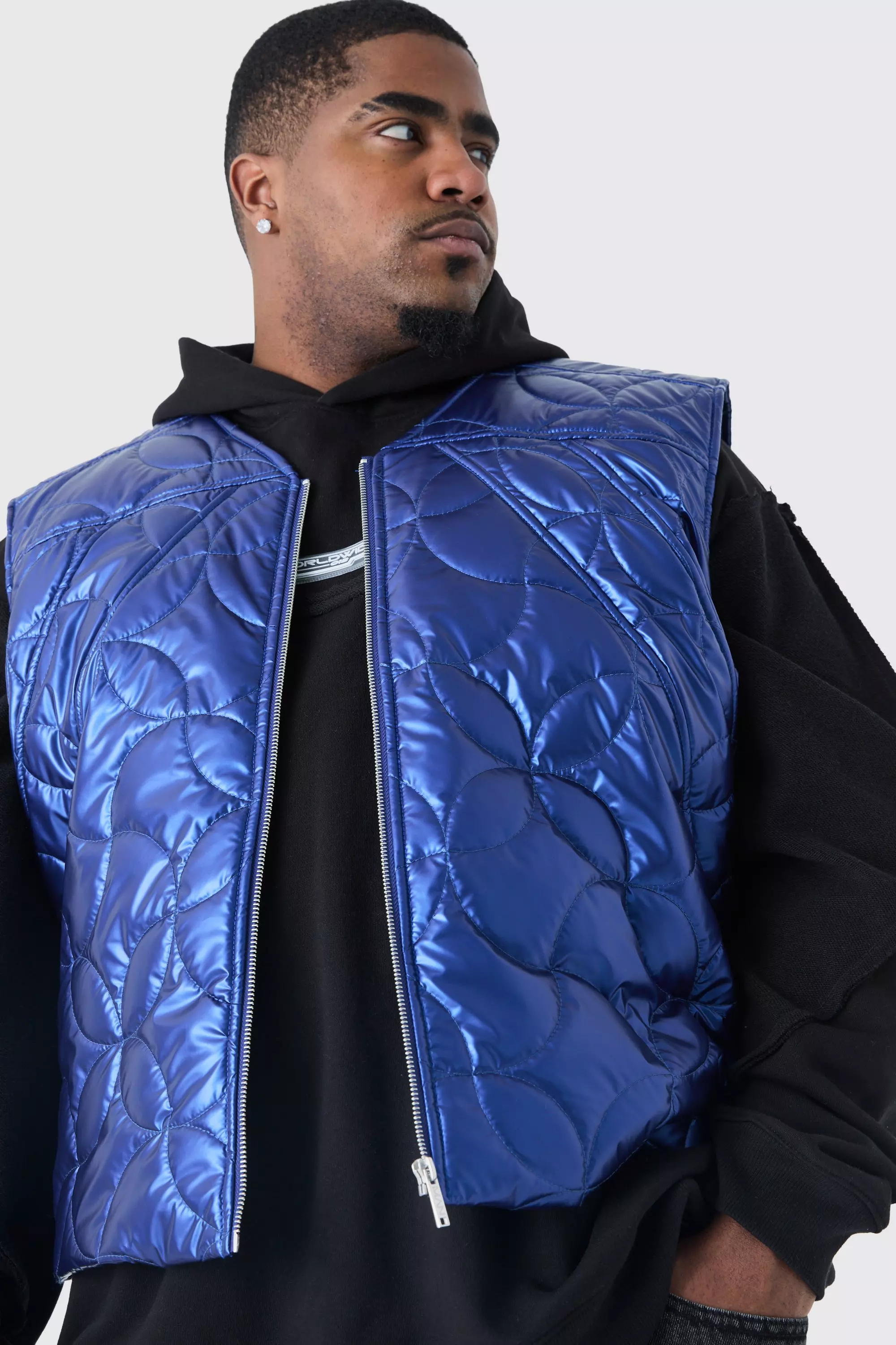 Blue Plus Metallic Quilted Gilet alternative image