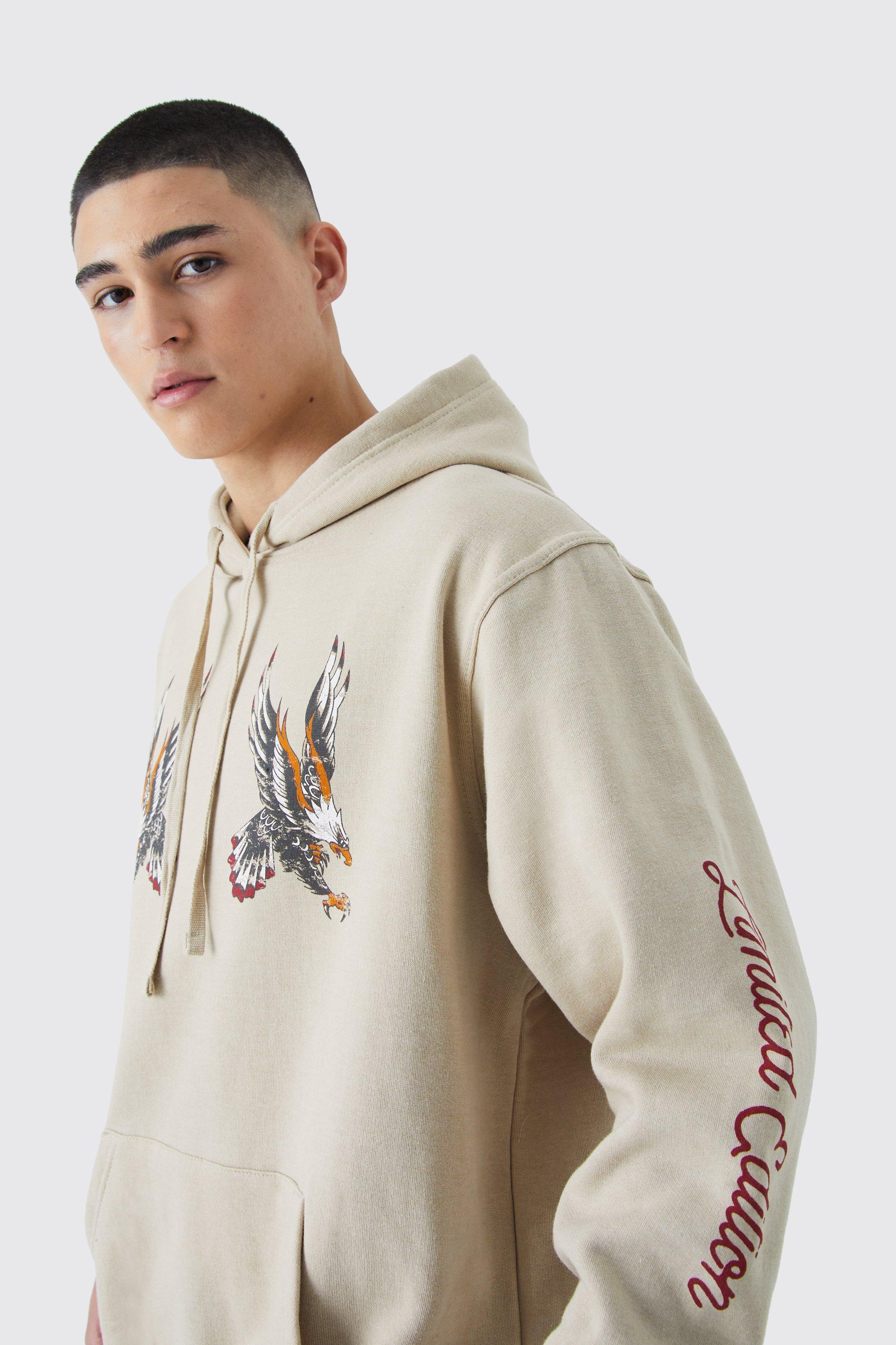 Oversized Limited Edition Bird Graphic Hoodie boohooMAN USA