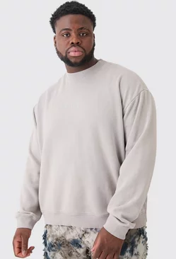 Grey Plus Oversized Limited Boxy Acid Wash Sweatshirt