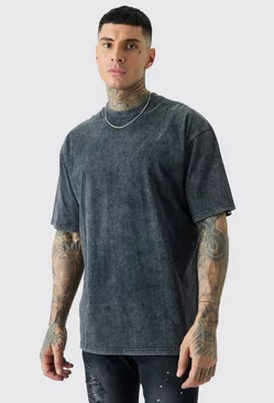 Charcoal Grey Tall Oversized Acid Wash T-shirt