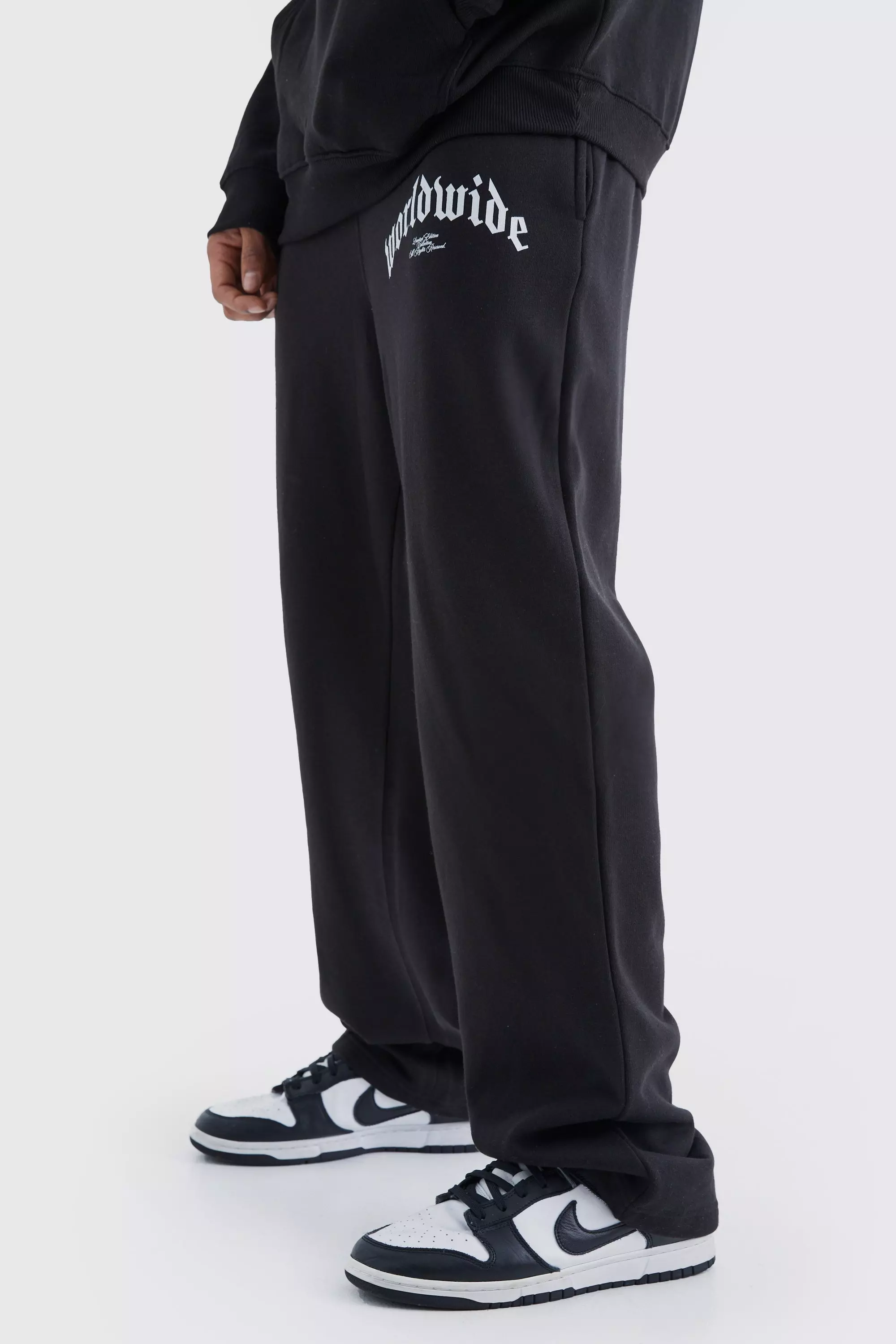 Black Relaxed Worldwide Graphic Sweatpants