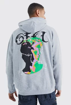 Ofcl Psychadelic Graphic Hoodie Grey marl