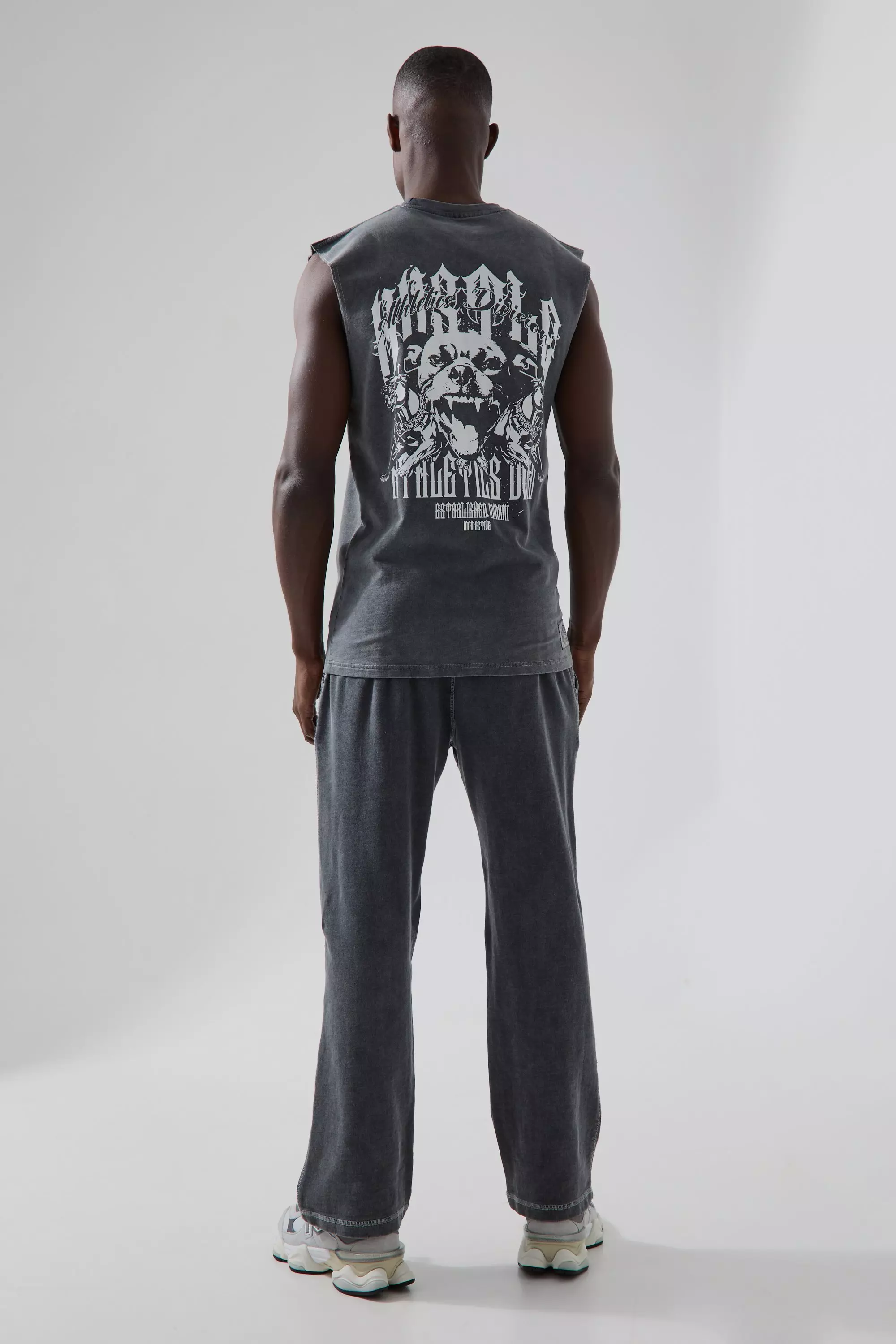 Canotta Oversize Slavata Con Grafica Man Active, Black immagine alternativa