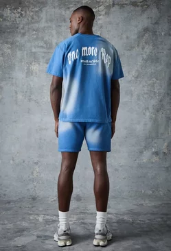 Man Active Vintage Washed One More Rep Tee Set Blue