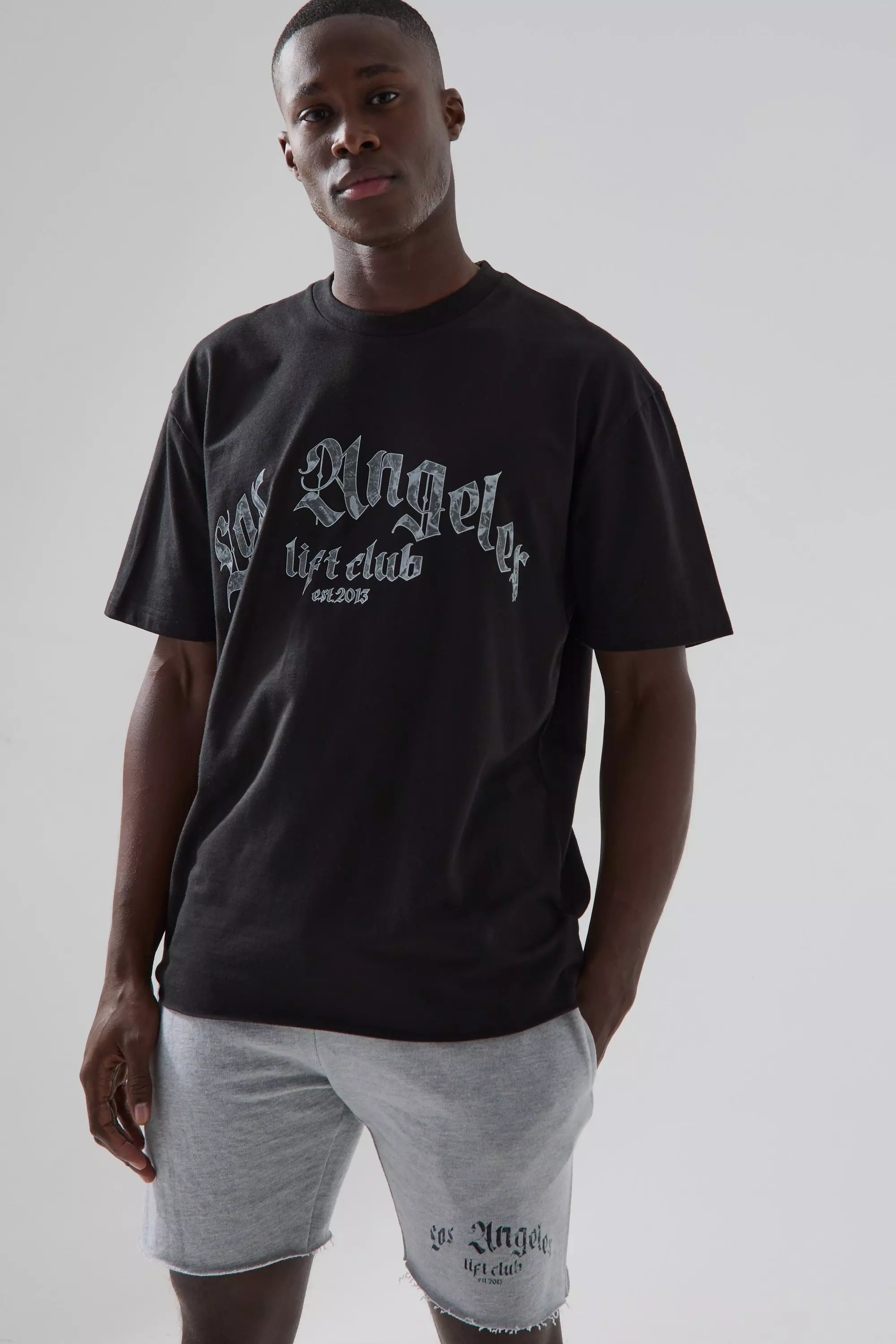Man Active Los Angeles Lift Club T-shirt Set Black