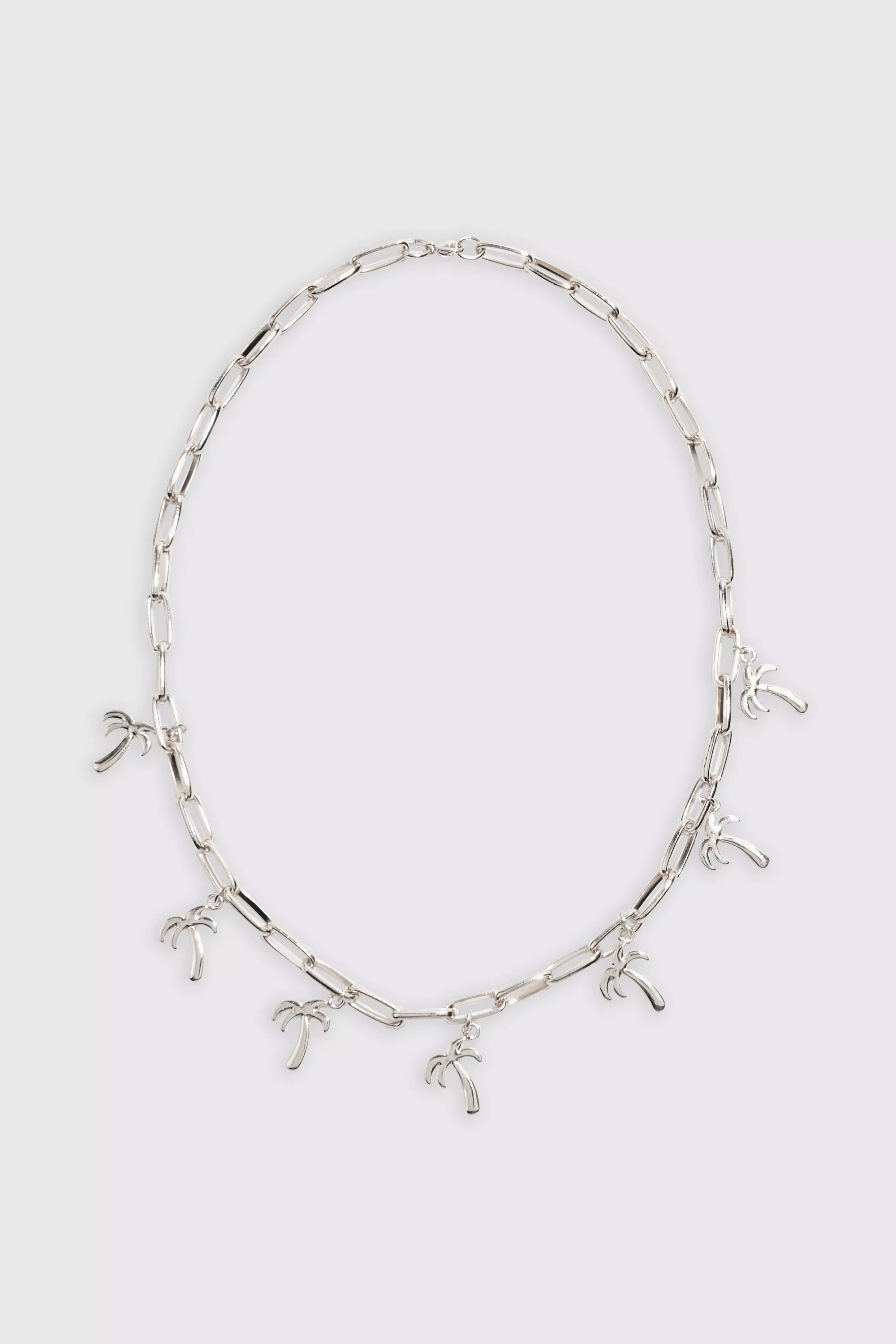 Palm Tree Charm Necklace Silver