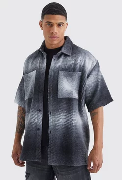 Oversized Short Sleeve Fleece Check Overshirt Multi