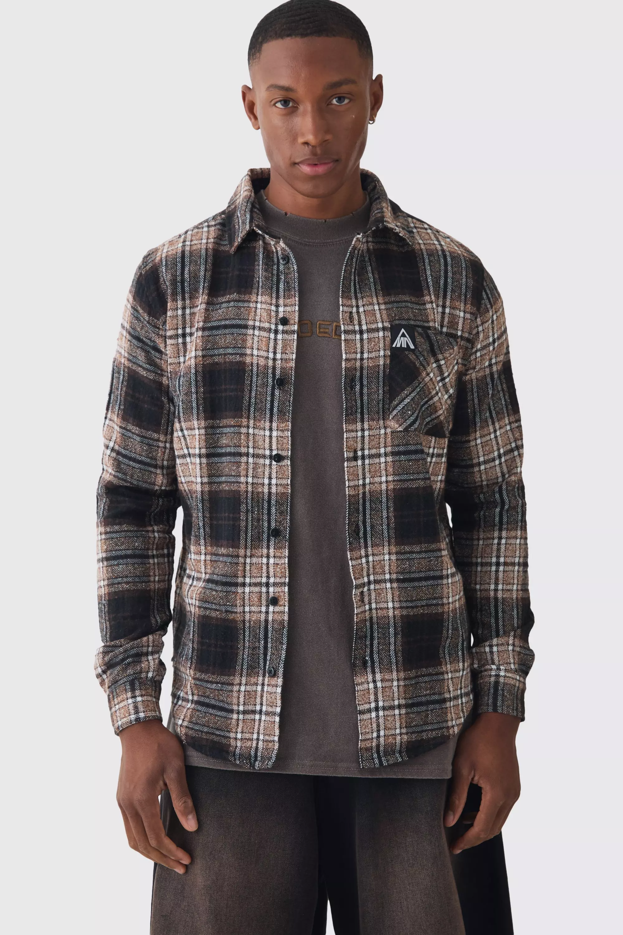 Woven MAN Tab Pocket Plaid Shirt Multi