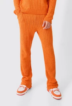 Slim Flare 00 Brushed Cable Knit Joggers Orange