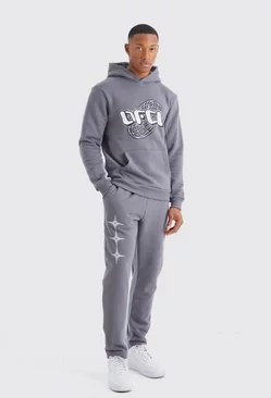 Slim Fit Ofcl Printed Contrast Gusset Tracksuit Grey