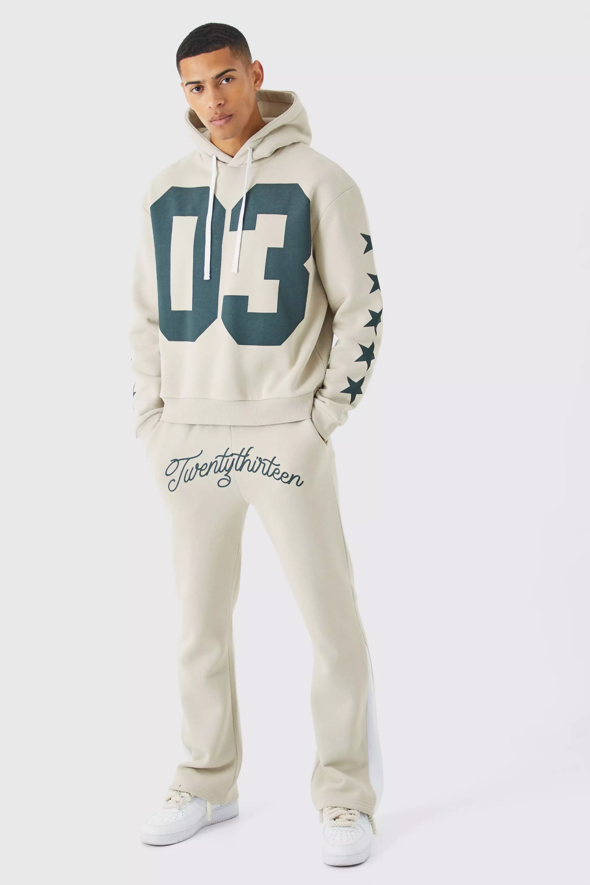 Oversized Boxy Varsity Gusset Tracksuit Sage