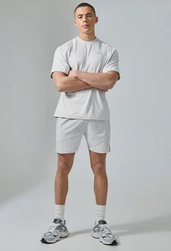 Man Active T-shirt & Camo Short Set Light grey