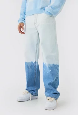 Blue Baggy Rigid Bleached Jeans In Light Blue