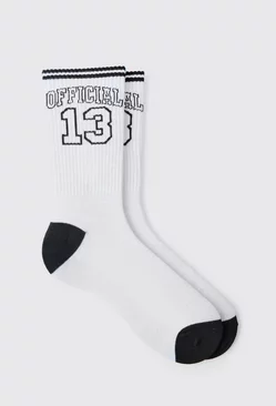 White Official Varsity Sports Stripe Socks