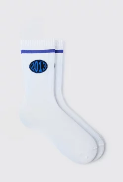 White 2013 Sports Stripe Socks