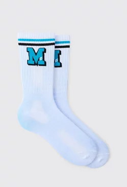 M Varsity Sports Stripe Socks White