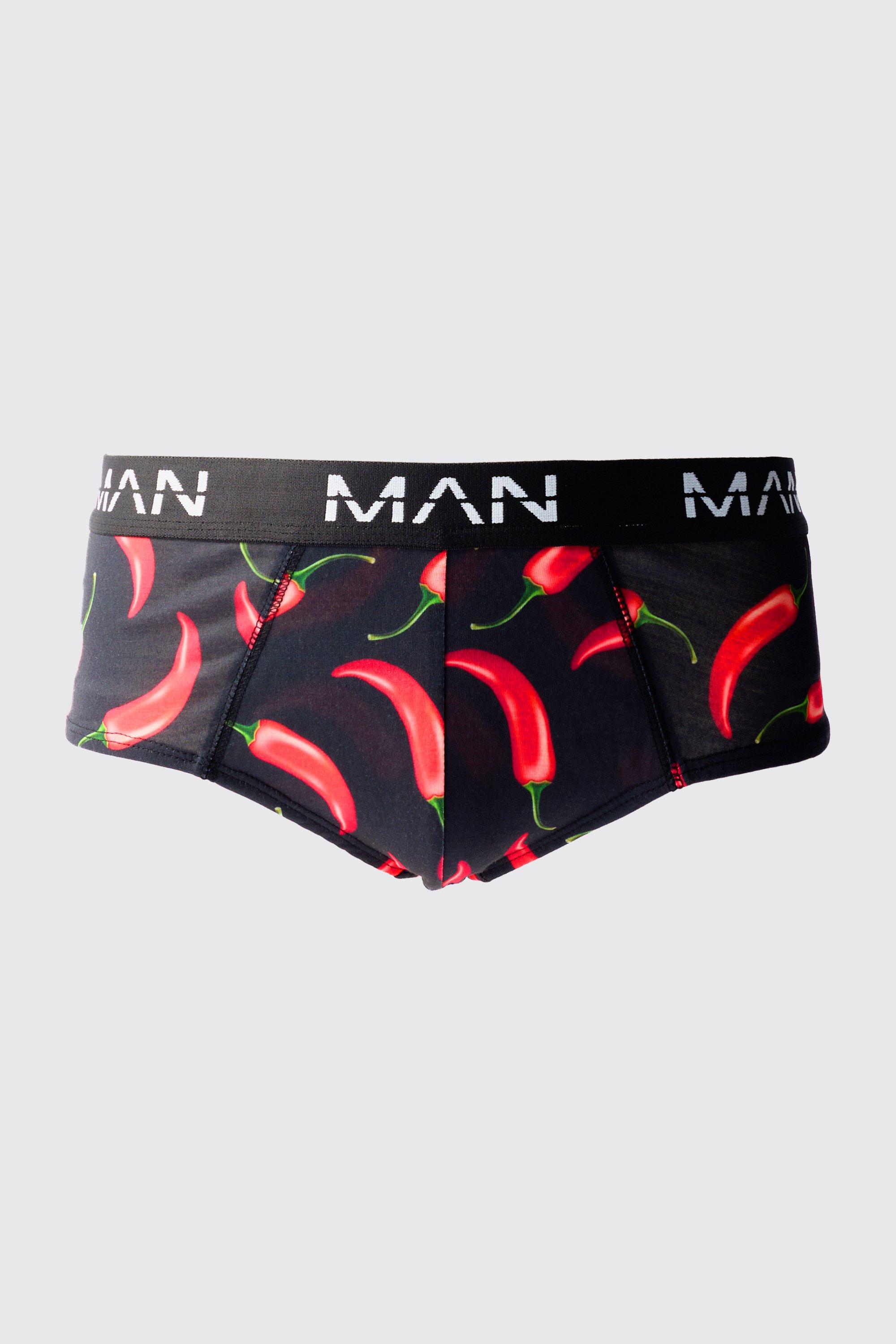 Man Chilli Pepper Printed Briefs boohooMAN IE