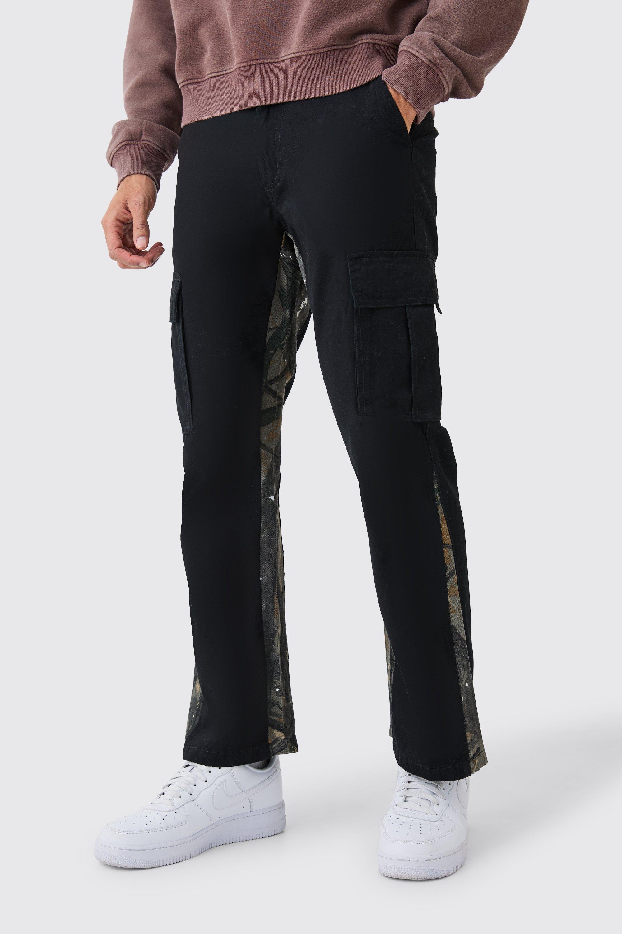 Slim Zip Flare Gusset Multi Cargo Camo Pants